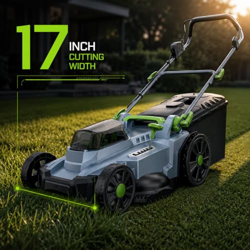 40V Cordless Lawn Mower, 17-Inch Walk Behind Lawnmower with 2 x 20V 4.0Ah Battery, Brushless Motor, 6 Cutting Heights, 50L Grass Bag, for Garden/Patio/Yard/Lawn - Image 3