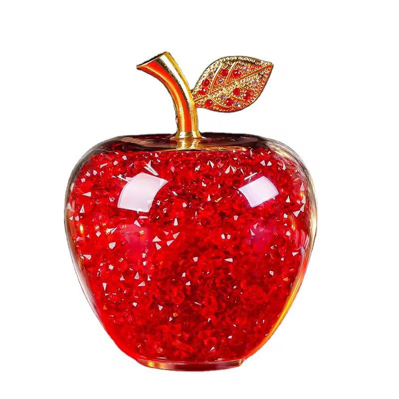 Kırmızı Kristal Cam Elma Heykelcik Paperweight Rhinestones İle Ev Dekor Noel Dekorasyon