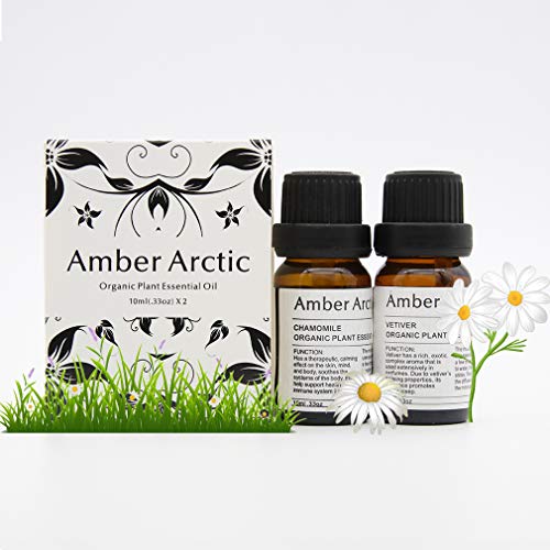Chamomile Vetiver Essential Oil Set, 100% Pure Aromatherapy Essential Oils for Diffuser, Massage, Skin Care - 2 X 10ml