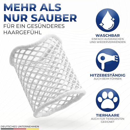 HairSup® – Universal Haarbürsten-Reinigungsnetz & Haargummi | Waschbar, Fördert die Haargesundheit, Hitzebeständig | Ideal auch für Tierhaarbürsten | 5er Pack (5 Netze) | Kamm & Bürstenreiniger