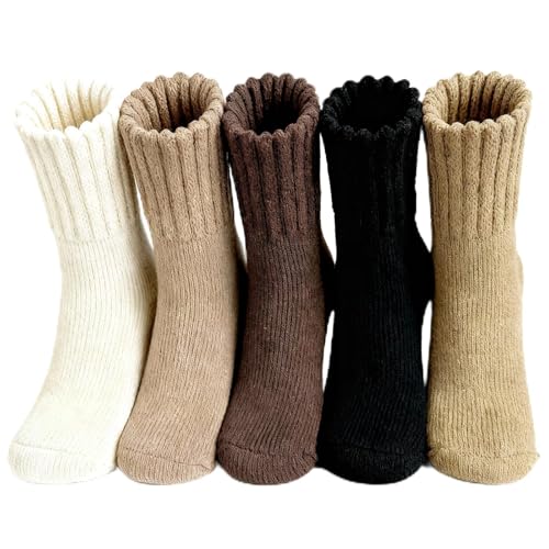 Nyzfexk Womens Solid Mid Calf Socks 5 Pairs Buttery Soft Breathable Casual Socks Perfect with Sneakers & Loafers Comfy Cotton Blend No-Slip Fit (Assorted Solid Colors)