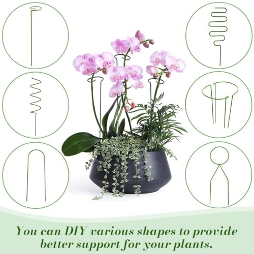 Image of HASTHIP 20Pcs Plant Supports Flexible Plant Climbing Stakes Plant Support Rods Training Wires for Plants Bendable Poles 16 inch Bendable Metal Wire Plant Stakes with Twist Ties