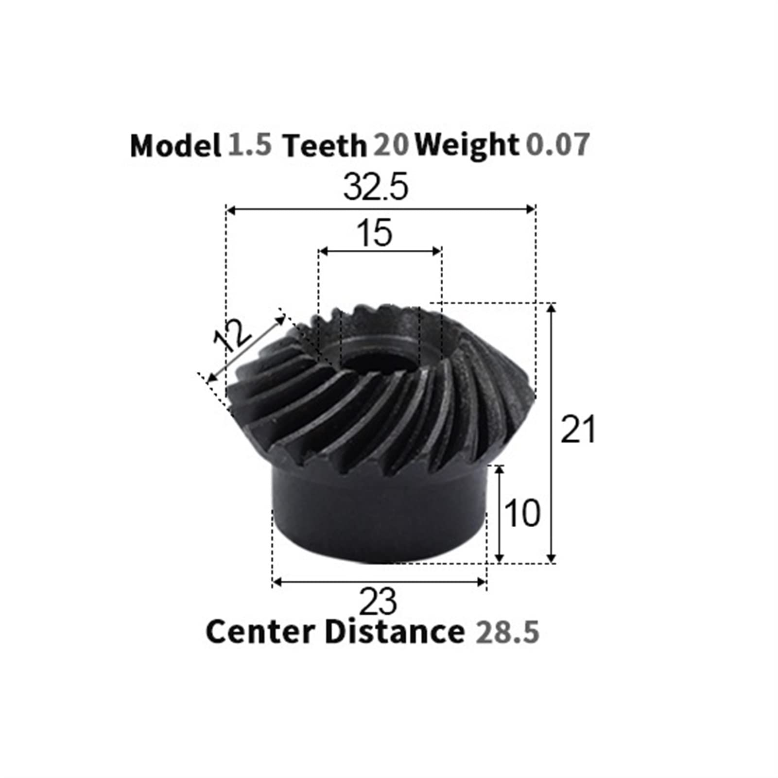 ingranaggi ombrelloni conici, ingranaggi ombrellon 2 pz 1.5 Modulo 15 Denti 45 Denti Ingranaggio Conico A Spirale 1:3 Razione di Trasmissione A Spirale Ingranaggio Elicoidale 1.5 M 15 T 45 T Ingranagg