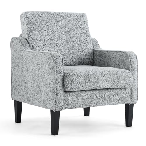 Image of VINGLI Grey Accent Chair, Chenille Upholstered Armchair for Living Room