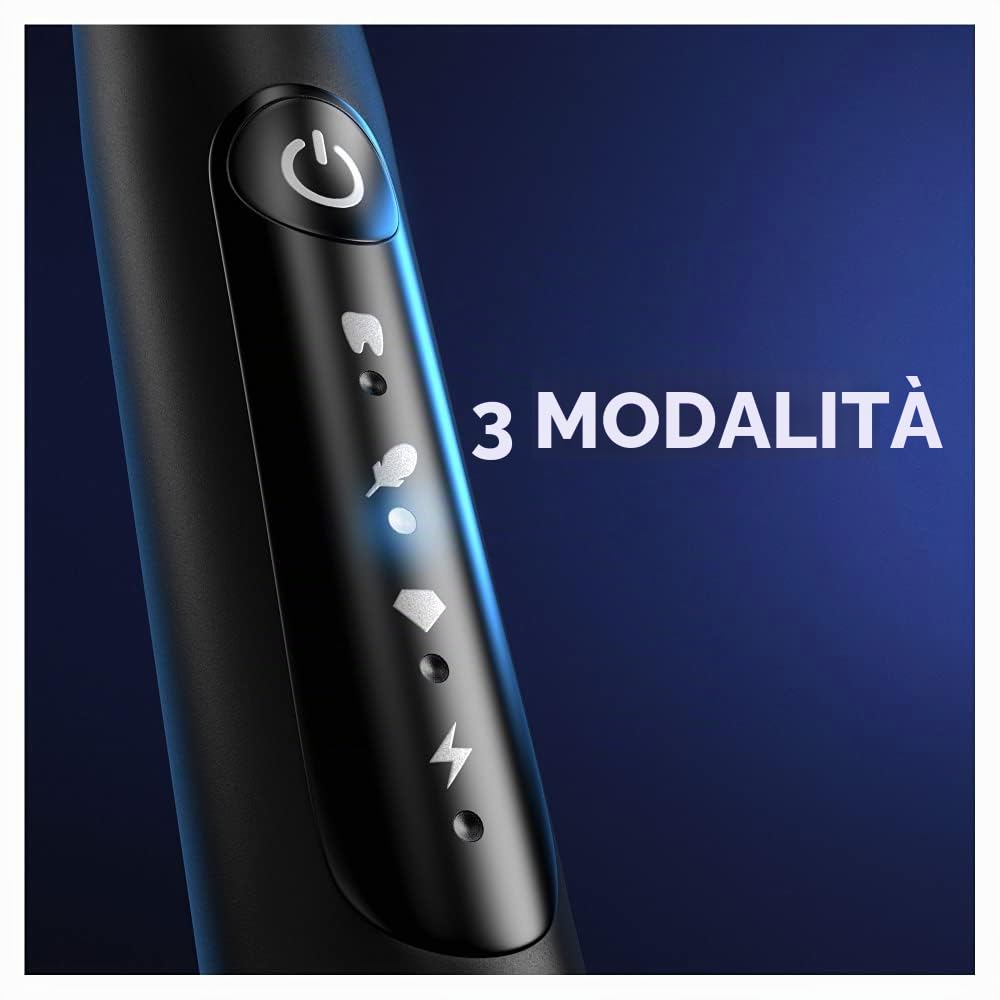 Oral-B Pulsonic Slim Luxe 4900 - Spazzolino elettrico sonico elettrico, confezione doppia con 2 testine di ricambio, 3 modalità di pulizia, progettato da Braun, nero e oro rosa