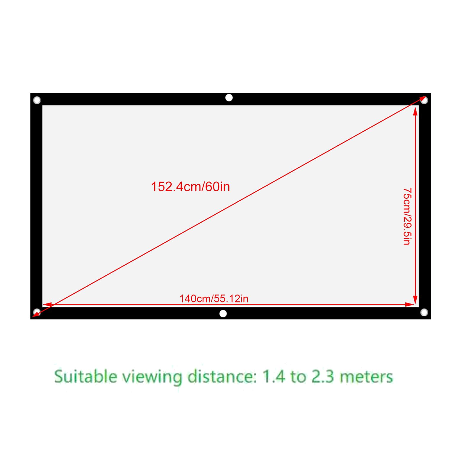 Ecran De Projection, Écran de Projecteur 50 16: 9 épaissir Portable Non Pli Doux Polyester Blanc Projecteur Rideau écran de Projection
