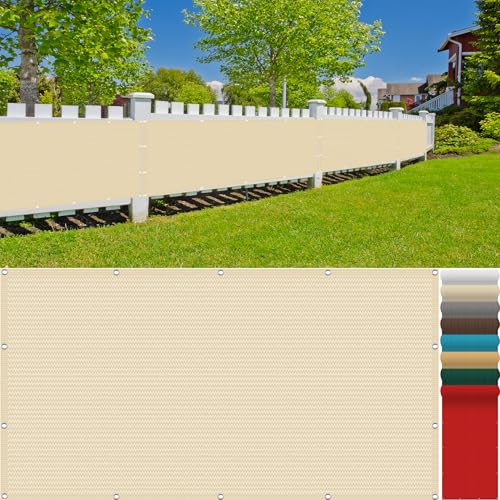 Balkon Sichtschutz 90 x 150 cm wetterbeständiges und pflegeleichtes HDPE-Spezialgewebe, HDPE Balkonverkleidung mit Kordel und Kabelbinder für den Gartenzaun oder Balkon, Creme Farben