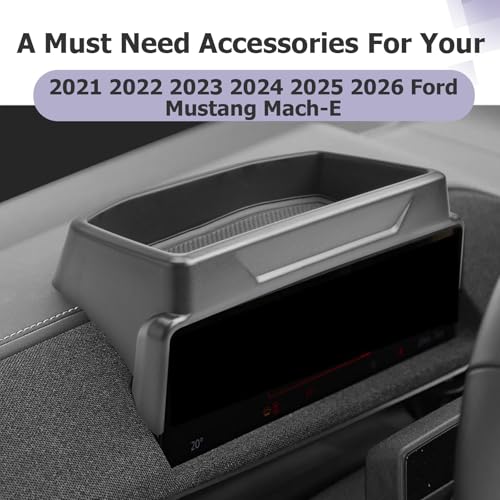 Image of LUWU 2026 Mustang Mach E Dashboard Storage Tray Compatible with Ford Mustang Mach E 2021-2026 Accessories Center Console Display Box Hidden Organizer Tray Behind Screen (Only Fit for 10.2-inch Screen)