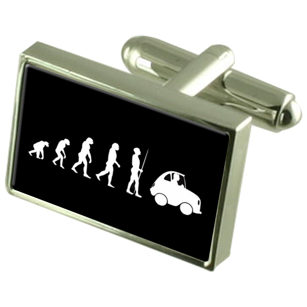 Gemelos de coche evolution para camisa con pasador de corbata y caja grabada 5