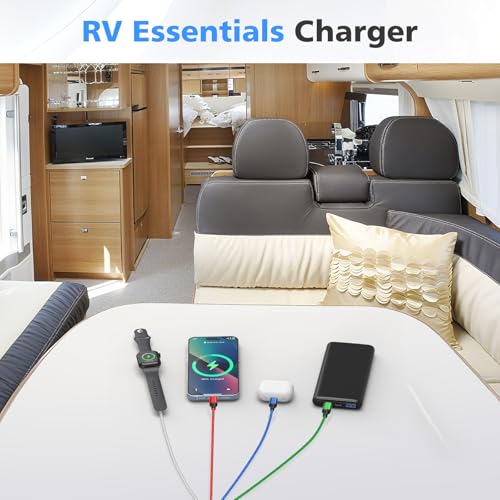 Travel Essentials Charger for Apple Watch - USB C Cable for iPhone 17/16 Pro Max, Charging Cable for Apple Watch Series 11/Ultra 3/SE 3, AirPods Pro 3 - Micro USB Cable for Camera, Kindle Paperwhite