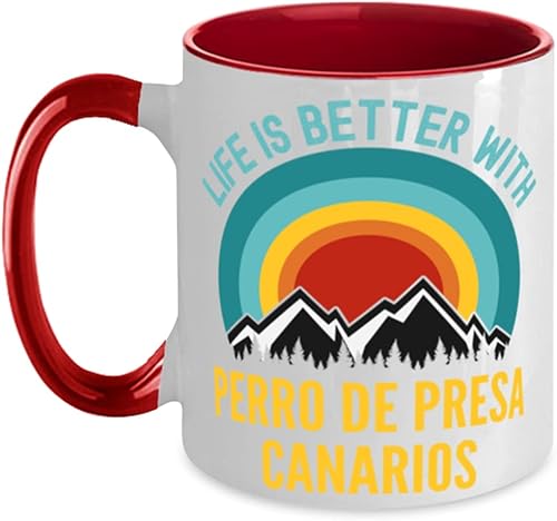 Life Is Better With Perro De Presa Canario Two-Tone Coffee Mug 11oz, Red