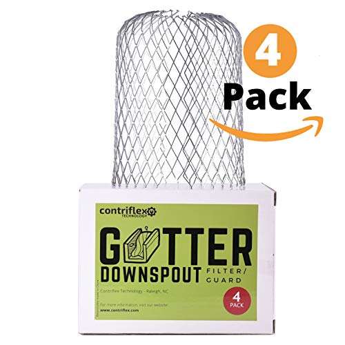 Gutter Downspout Guard - Pack of 4 Aluminum Screen Strainers Prevents Clogging