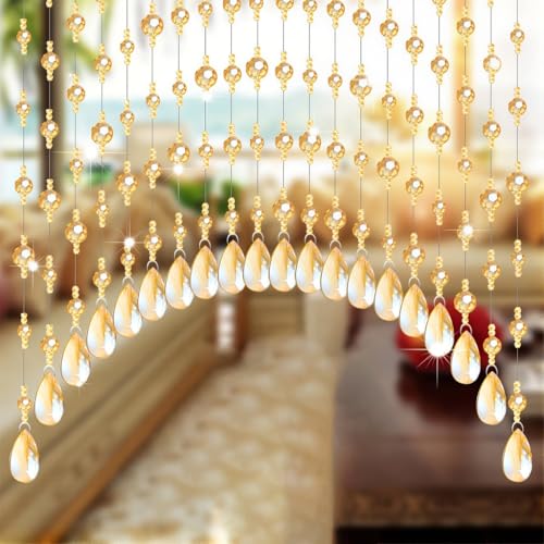 Image of HASTHIP Crystal Bead String Curtain 0.6-0.8M Self-Adhesive Decor