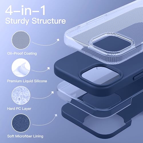 Image of SBMS Liquid Silicone Case for iPhone 15 Pro 6.1-Inch, Logo Cut Silky-Soft Touch Full-Body Protective Phone Case, Shockproof Back Cover for iPhone 15 Pro (Navy Blue)