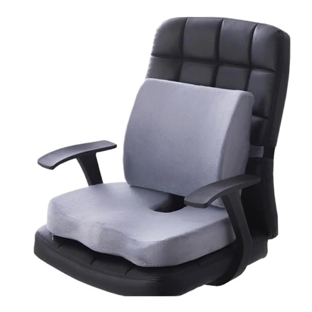 DAIXIMO Memory Foam Car Heightening Cushion And Backrest Set Universal For Dining Chairs And Office Chairs(Rb grey2)
