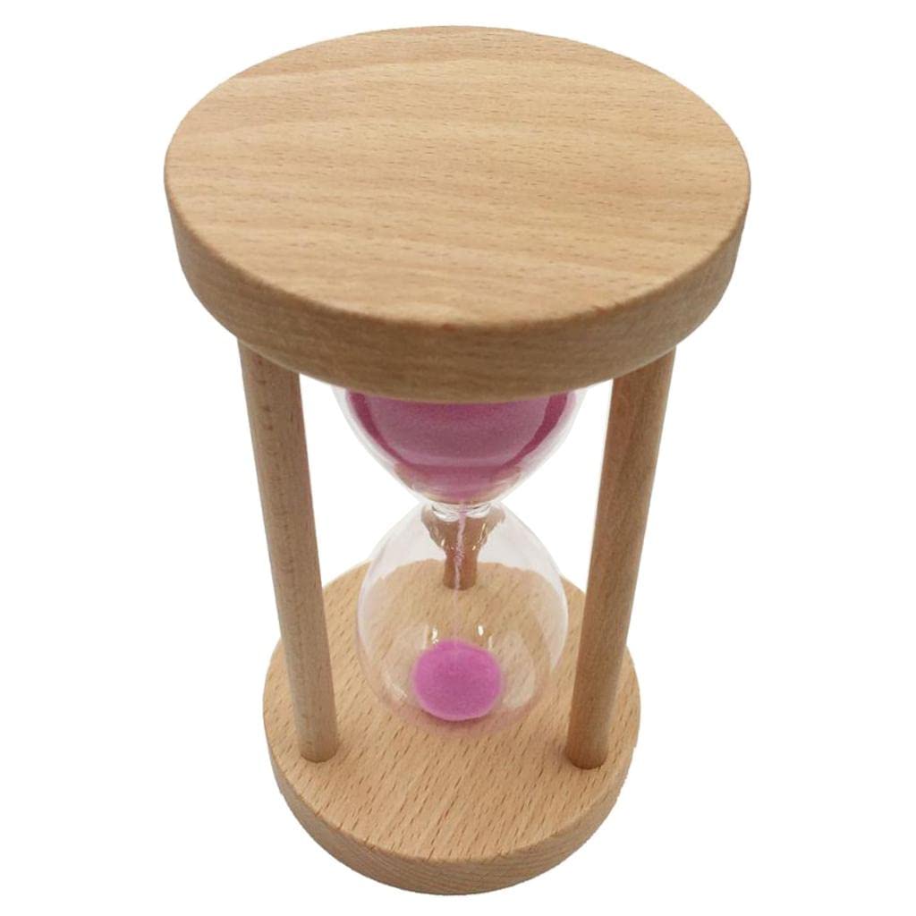 Sanduhr mit Holzrahmen Und Farbigem Sand, Kinderuhr, Küchenaccessoire, Aus Holz Und Glas, Geeignet für Spiele Und Als Bürodekoration, Pink, 6min