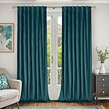 BGment Teal Velvet Curtains 84 Inch for Bedroom, Thick Thermal Insulated Room Darkening Curtains Noise Reduce Back Tab and Rod Pocket Window Panels for Living Room, Set of 2 Panels, 52 x 84 Inch