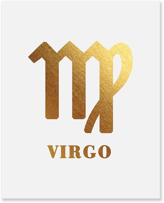 Zodiac Sign Wall Art Print, Zodiac Foil Art Prints, Star Sign Gifts, Astrology Lover Gifts for Birthday, Astrological Horoscope Wall Decor, Choose Your Zodiac Sign Printed, UNFRAMED (Virgo)