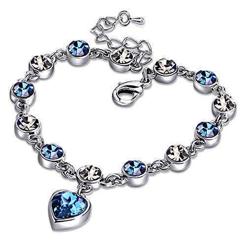 RONLLNA Bracelet for Women Birthstone Charm Eternal Love Crystal Jewelry for Women Girl (Love Heart Bracelet)