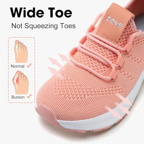 Image of ZOVE Wide Toe Box Shoes Women Extra Wide Width Sneakers Ultra Light Road Running Shoes Non-Slip Tennis Sneakers Breathable Walking Athletic