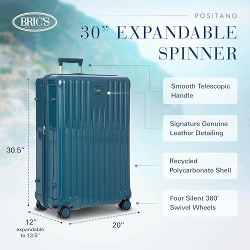 Bric's Positano 21-Inch Spinner - Luxury Carry-On Luggage With Spinner Wheels - Lightweight Suitcases Made From Durable Polycarbonate - Comes with Protective Cover - Sea Green2