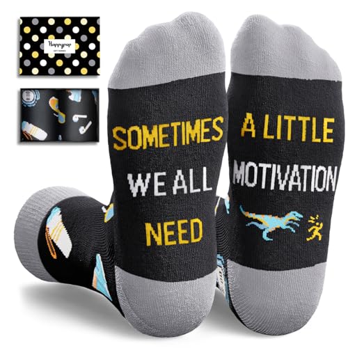 HAPPYPOP Gifts for Runners - Funny Running Socks for Men Women
