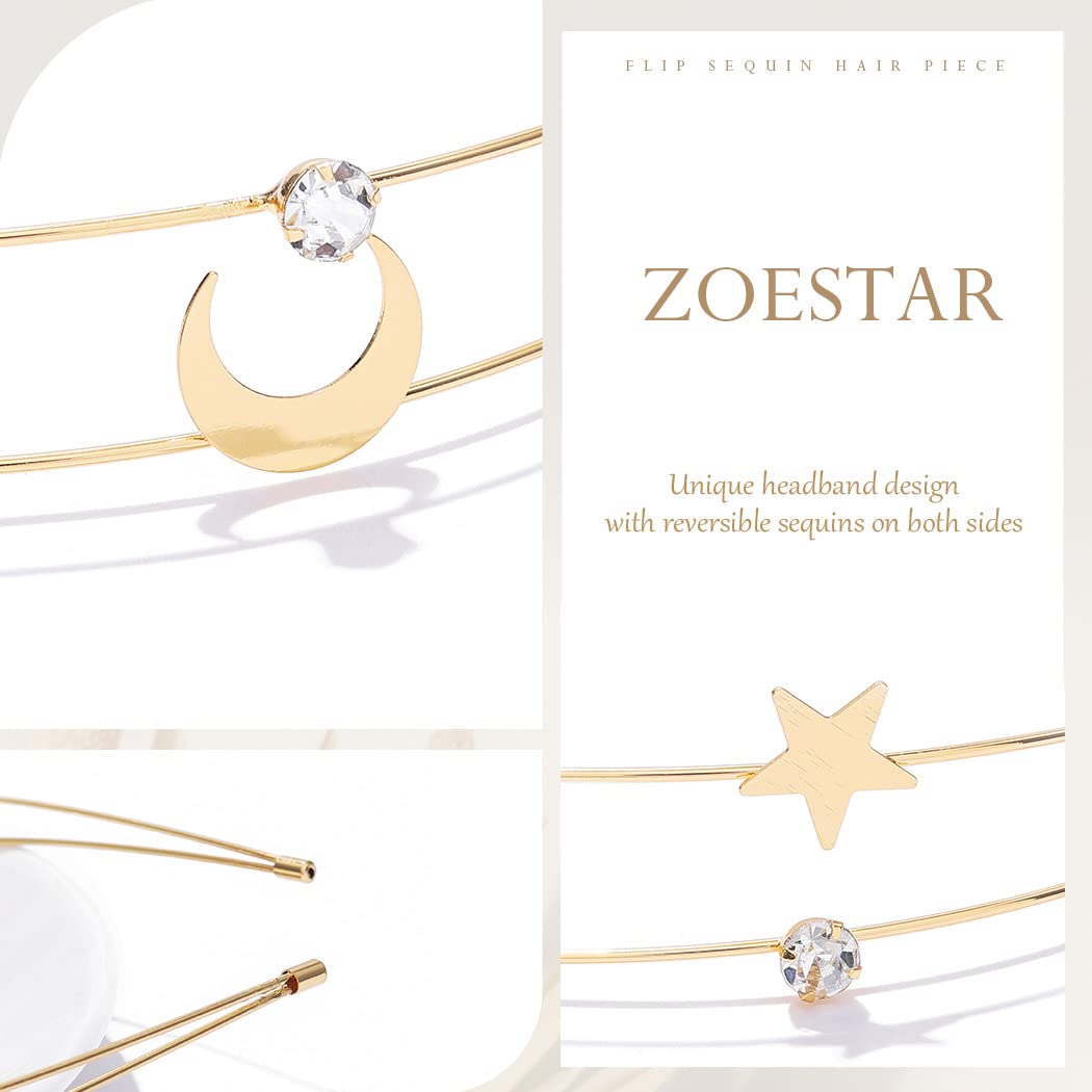 Zoestar - Cerchietto per capelli da sposa in oro con cristalli e strass, accessorio per capelli per donne e ragazze, 1 pezzo (stile 2