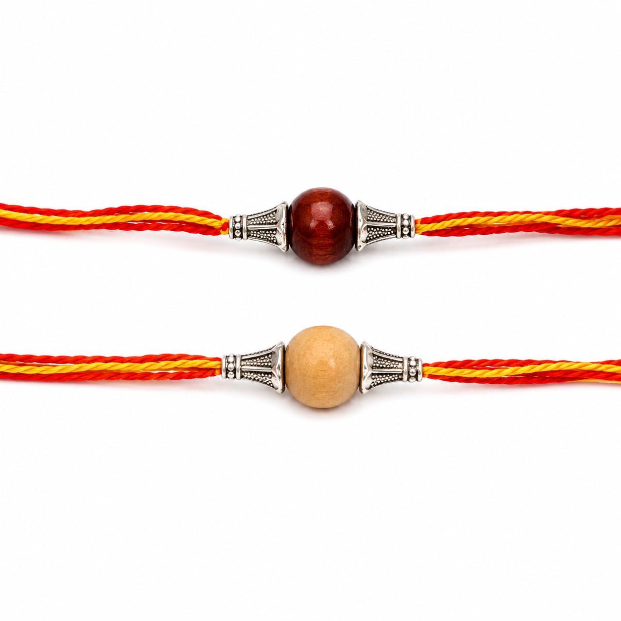 Original Handcrafted Red & White Sandalwood Beaded Pattern Dora Rakhi Safed Lal Chandan Designer Rakshbandhan Rakhis for Bhaiya Brother-image-46