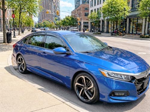 Image of 2018-2022 Tape-On Rain Guards for Honda Accord Sedan Side Window Visor Deflectors 10th Gen LX EX-L Sport Touring Durable Vent Shades 2019 2020 2021
