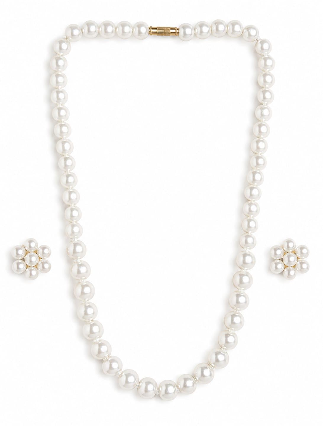 Pearl Jewellery Set for Women and Girl, Moti Mala With White Moti, Neck Chain Elegant Beads Chokar Singal Layer Wedding Jewellery, Includes Necklace and Earrings-image-27