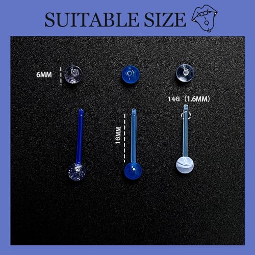 48Pcs 14G Glow in Dark Flexible Acrylic Straight Tongue Barbell Plastic Tongue Piercing Jewelry for Women Men Candy Color Tongue Rings 16mm Bar4