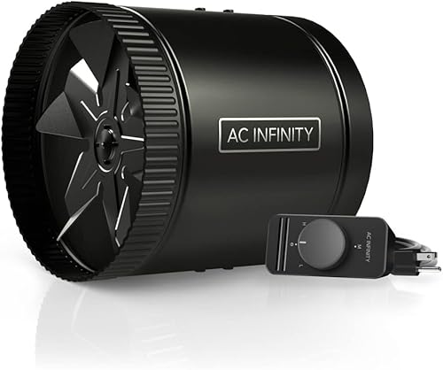 AC Infinity RAXIAL S8, ventilador de conducto de refuerzo en línea de 8 pulgadas con controlador de velocidad, ventilador de lata HVAC en línea de