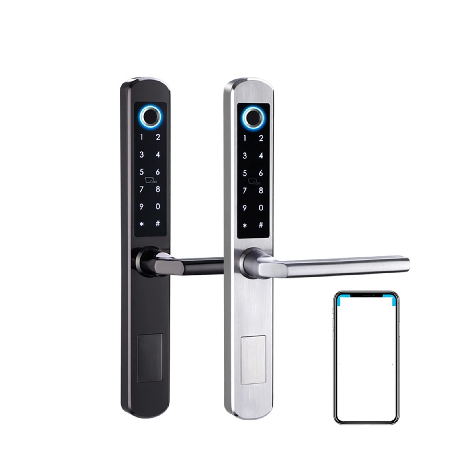 Serratura a porta di impronta digitale Biometrica WiFi impermeabile Serratura elettronica Smart Block Rfid. Serratura del codice della carta for porta in vetro in alluminio(Black Gold)