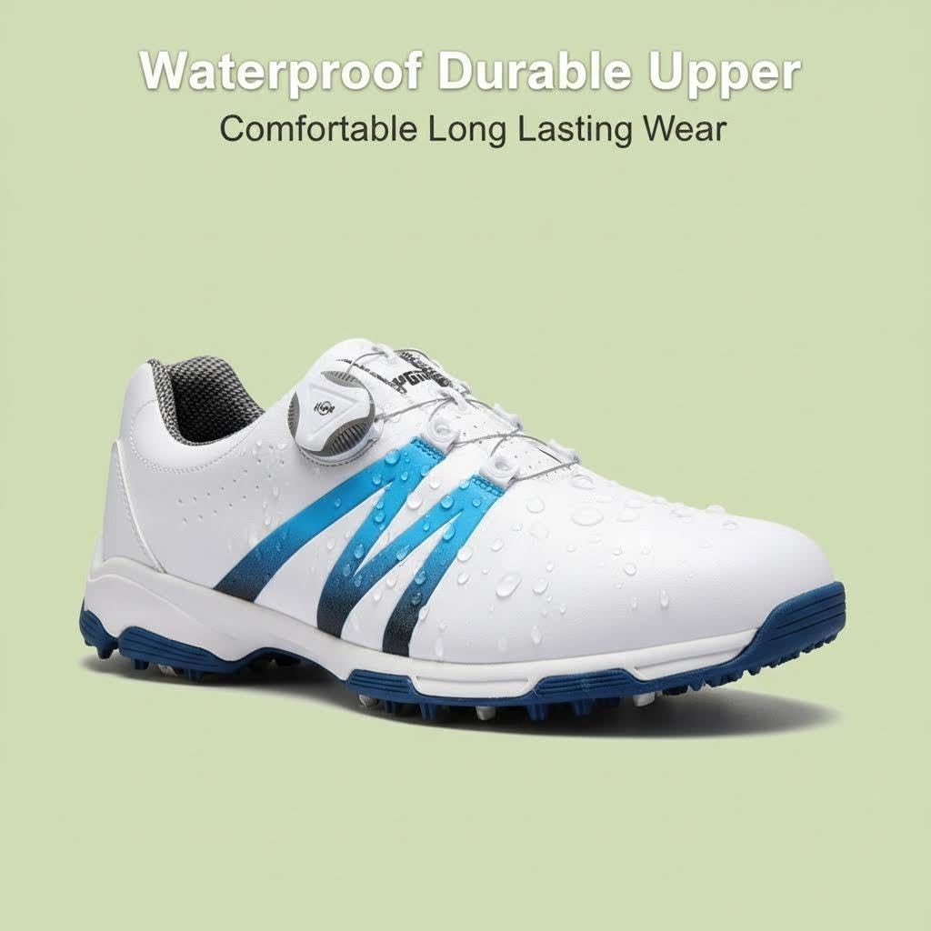 Chaussures de Golf pour Hommes, Chaussures de Golf Imperméables avec Système de Dentelle