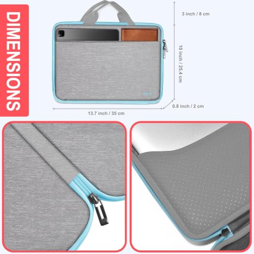 Image of Hseok Laptop Case 13.3-14 Inch Sleeve,TSA Shockproof Computer Handbag,Compatible with MacBook Neo /Pro 14 M5 /M4 /M3 /M2 /M1,All Models 13.3 inch MacBook Air /Pro,XPS 13 /14,Most 13-14 Notebooks,Light Gray-Blue