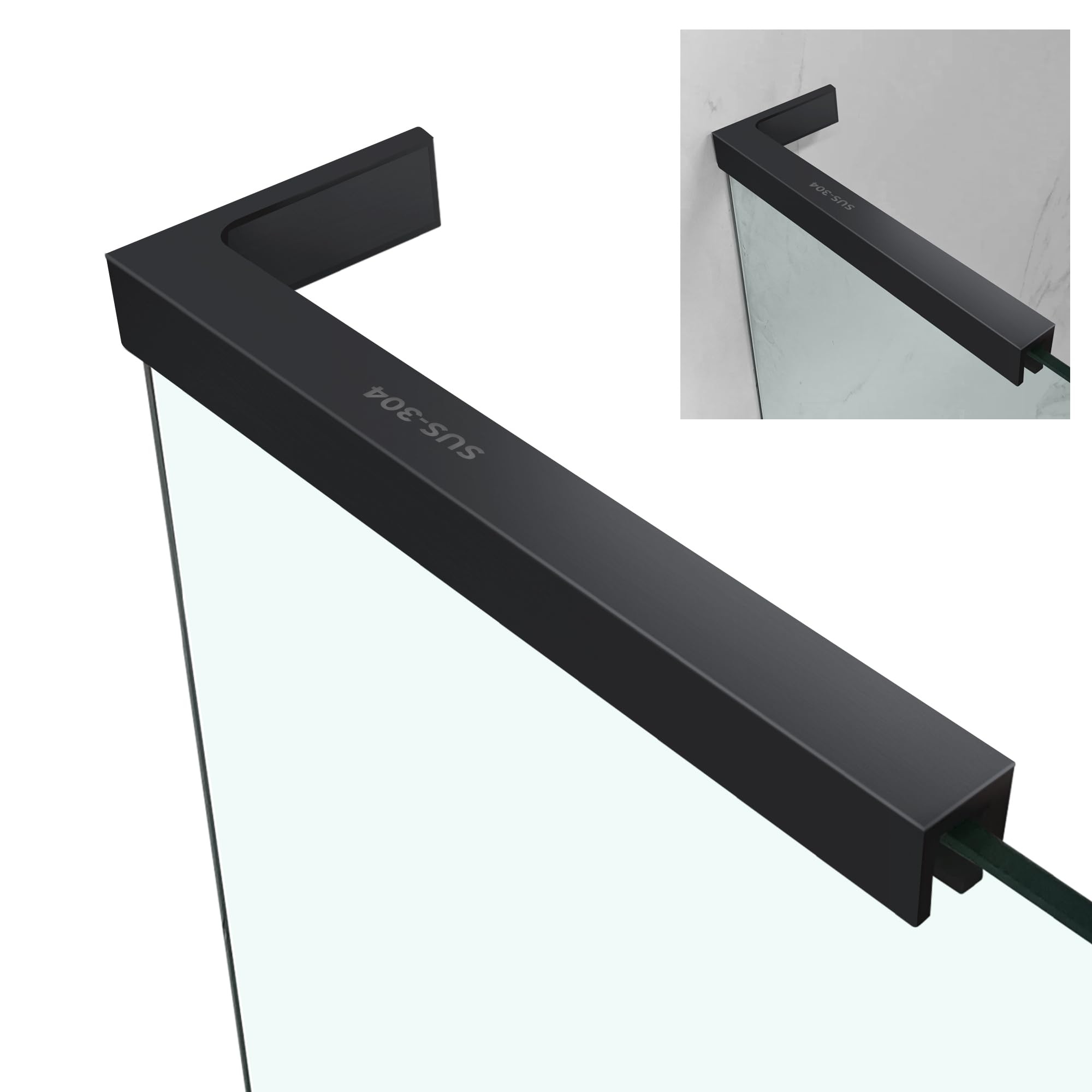 Shower Door Support Bracket, Stainless Steel Stabilizer Brace for 1/4"(6mm) 5/19"(8mm) 1/2"(10mm) Framless Shower Glass Door, 9.45 Inch Long, 3.4 Inch