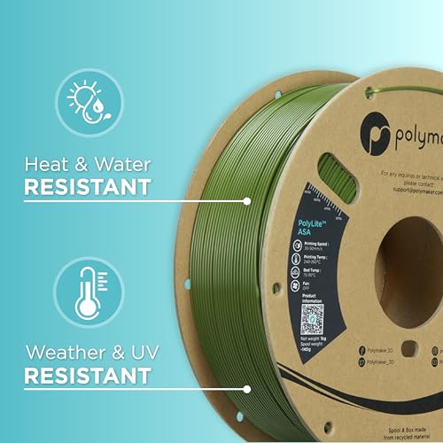 Image of Polymaker ASA Filament 1.75mm Army Green, 1kg ASA 3D Printing Filament, Heat & Weather Resistant - ASA 3D Printer Filament Perfect for Printing Outdoor Functional Parts