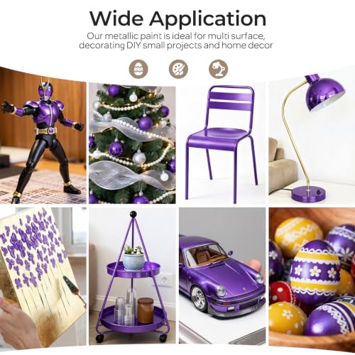 Image of Nicpro Metallic Violet Acrylic Paint, 8.45oz /250ml Purple Craft Paint,