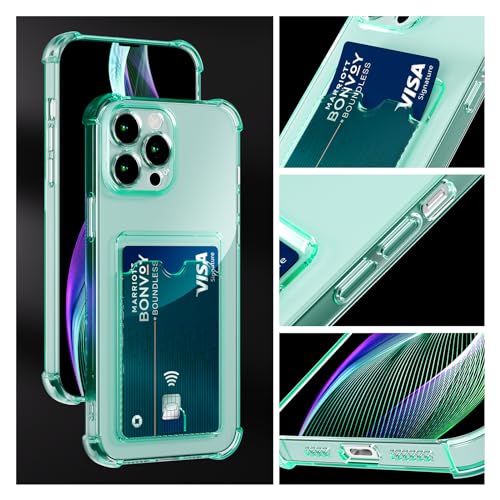 Image of AKABEILA Case for iPhone 15 Pro Green Cute Phone Case Soft TPU Wallet Case Slim Bag Cover Shockproof with Card Slot Holder