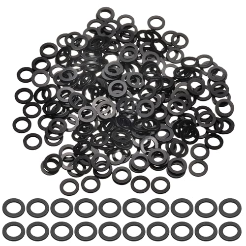 QUARKZMAN 240 Pcs Arandelas Planas De PVC M5 5mm ID 8mm OD 0.5mm De Grosor Ojetes De Plástico Junta De Sellado Espaciador Anillo De Junta Arandelas Para Mangueras De Agua, Negras
