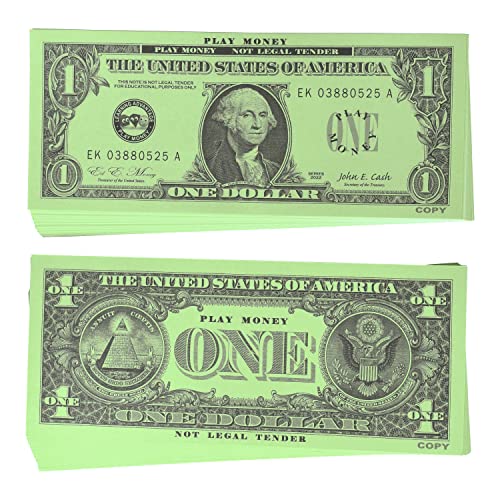 Learning Advantage One Dollar Play Bills - 100 $1 Paper Bills - Realistic Dollar Design And Size - Teach Currency, Counting And Math With Fake Cash #TOP1