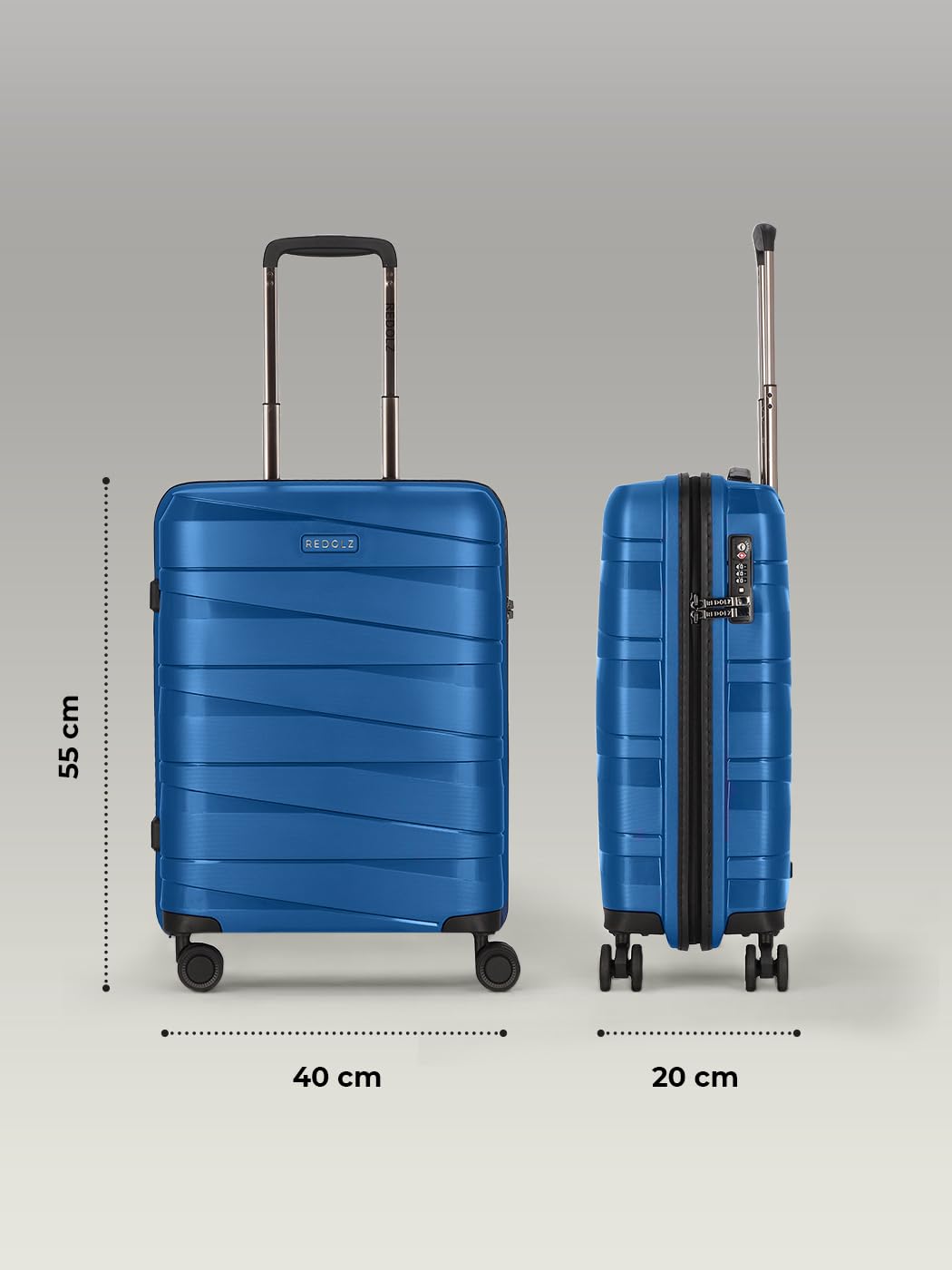 REDOLZ Essentials 10 artykułów podstawowych, niebieski metalik, Koffer S (55 cm), Walizka