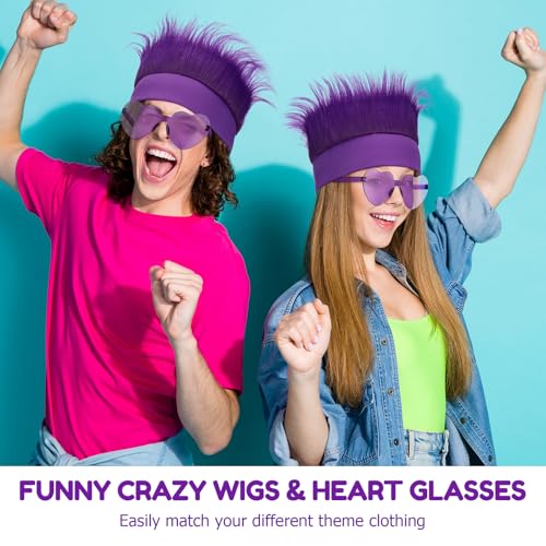 Image of Purple Spirit Wear Accessories, Wigs and Heart Glasses for Crazy Hair Day Team Color War Fun Halloween Costume Outfit