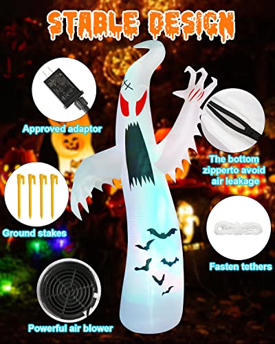 Fotako 12Ft Halloween Inflatables Giant Ghost With 7 Colors Changing Led Lights, Halloween Decorations Outdoor Blow Up With Sandbags Stakes Strings Clearance For Outdoor /Home/Holiday/Party/Yard/Lawn #TOP4