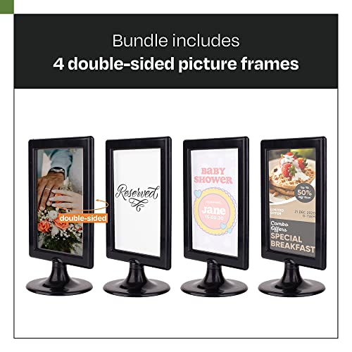 Alben Double Sided Standing Picture Frames - (Black, 4 Count) 4X6 Inch Pedestal Photo Frame With Inserts And Base - 2 Sided Frame For Vertical Display #TOP1