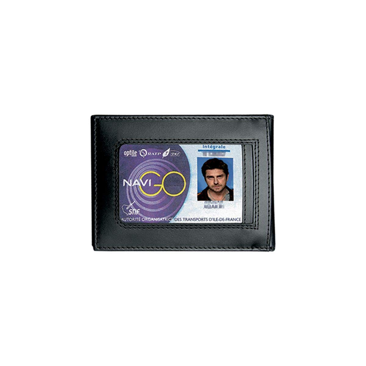 Porte-cartes vertical 2 volets en cuir - Noir - GK