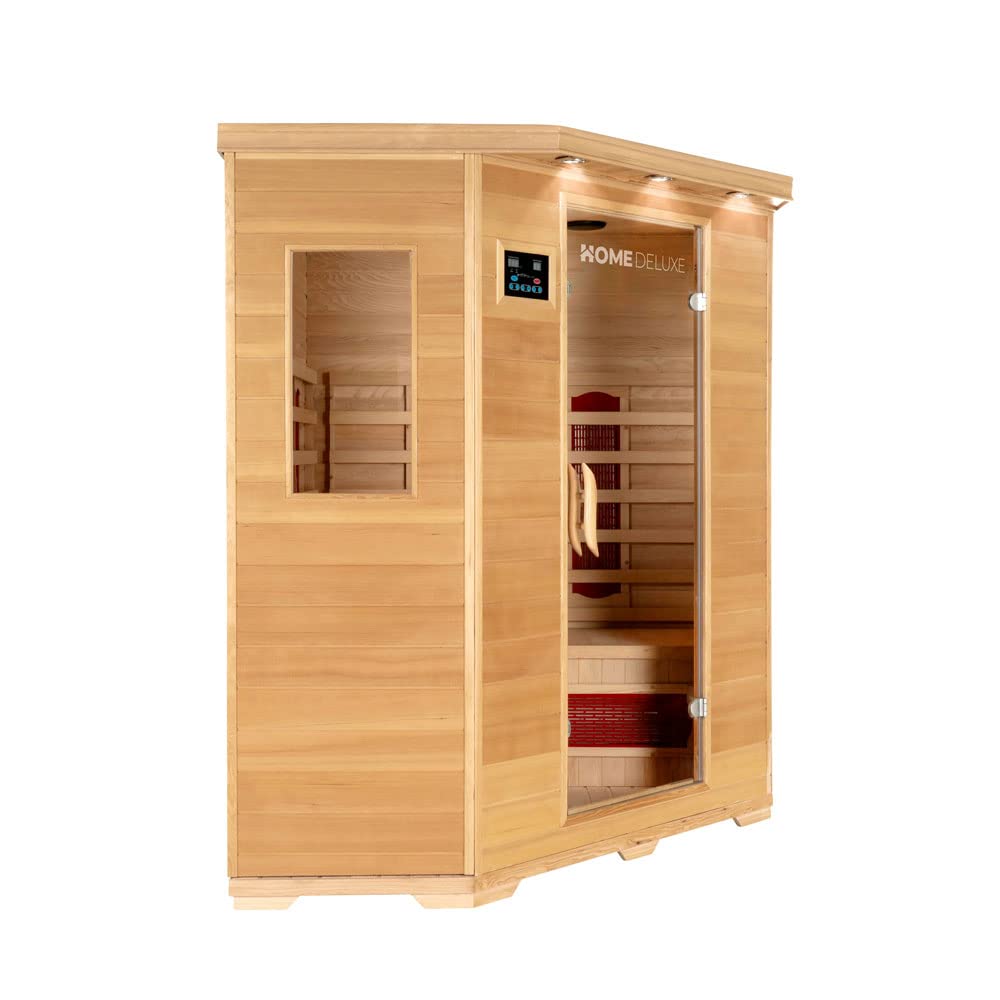Home Deluxe - Cabina de infrarrojos REDSUN XXL -150 x 150 x 190 cm - para 2-4 personas, 8 radiadores cerámicos, madera: hemlock I Sauna de infrarrojos, sauna, cabina de calor, infrarrojos
