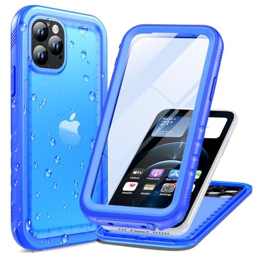 Cozycase Coque pour iPhone 12 Pro Max Étanche Antichoc Bleu - 360 degres Incassable Militaire Rigide Intégrale Case/Bumper/Housse 【IP68 Waterproof/Imperméable】 Etui Anti Choc Eau - Bleu
