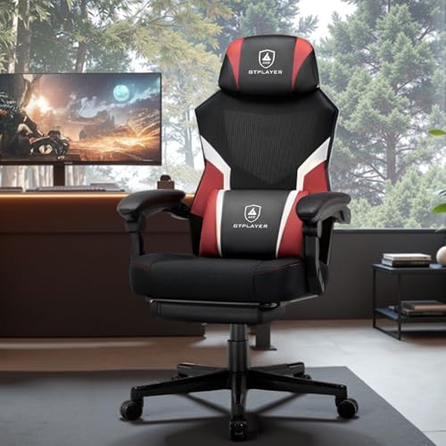 GTPLAYER Sedia Gaming con Poggiapiedi, Sedia da ufficio ergonomic...