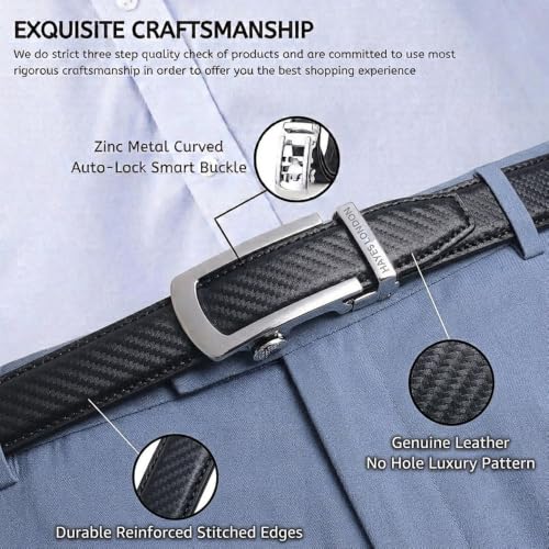 Image of HAYES LONDON Leather Ratchet Belt for Men | Adjustable No-Holes | Customizable Fit, Stylish & Effortless Buckle | Formal & Casual Wear Belts